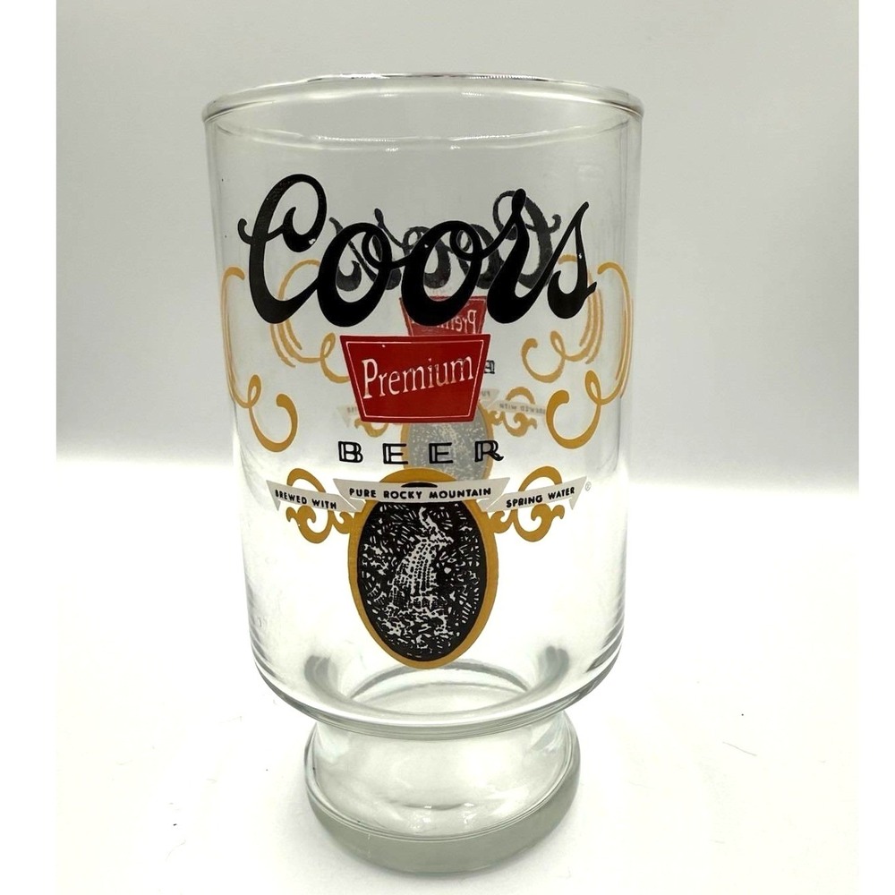 Coors Banquet Beer Footed Pedestal Pub Glass Vintage